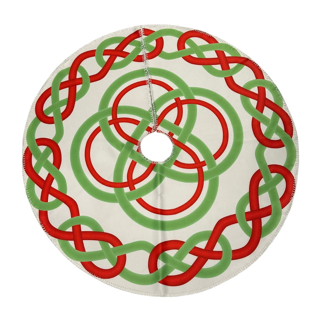 Green & Red Celtic Knot White Tree Skirt