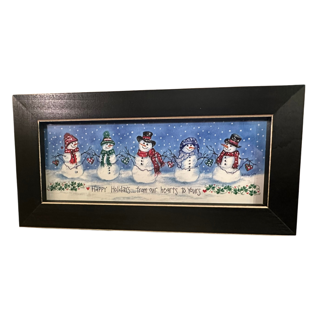 Framed Snowmen: Happy Holidays…From Our Hearts to Yours Print