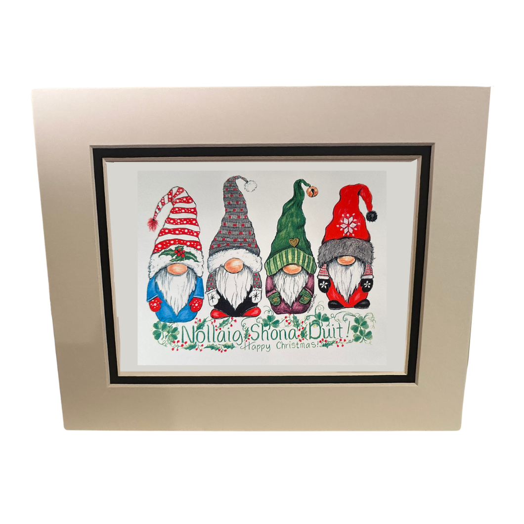 Matted Gnomes: Nollaig Shona Duit : Happy Christmas Print