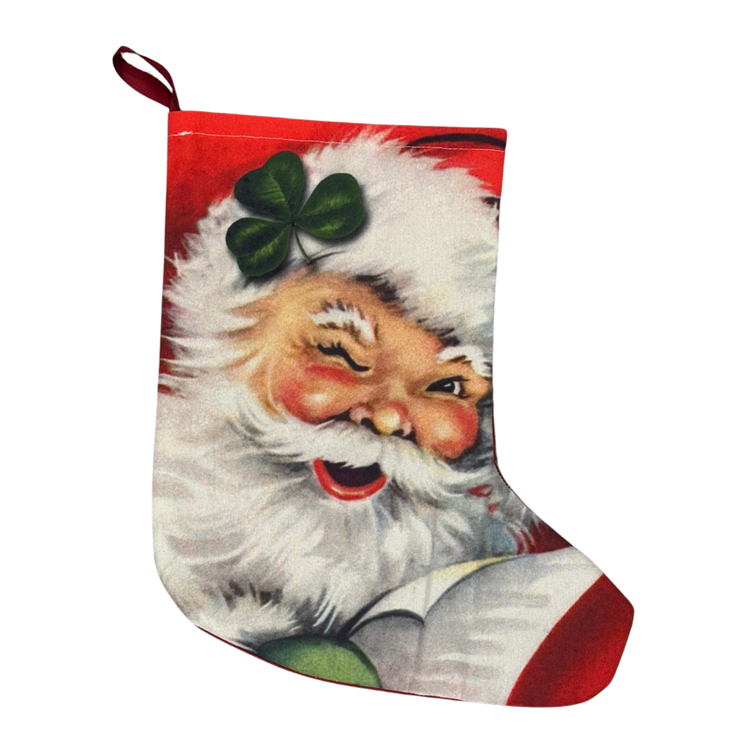 Winking Irish Santa Christmas Stocking