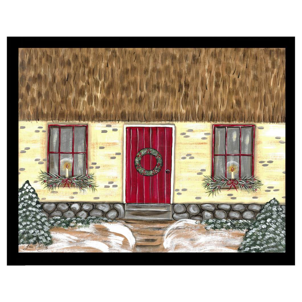 20x16 Framed Candle in the Window Cottage Print