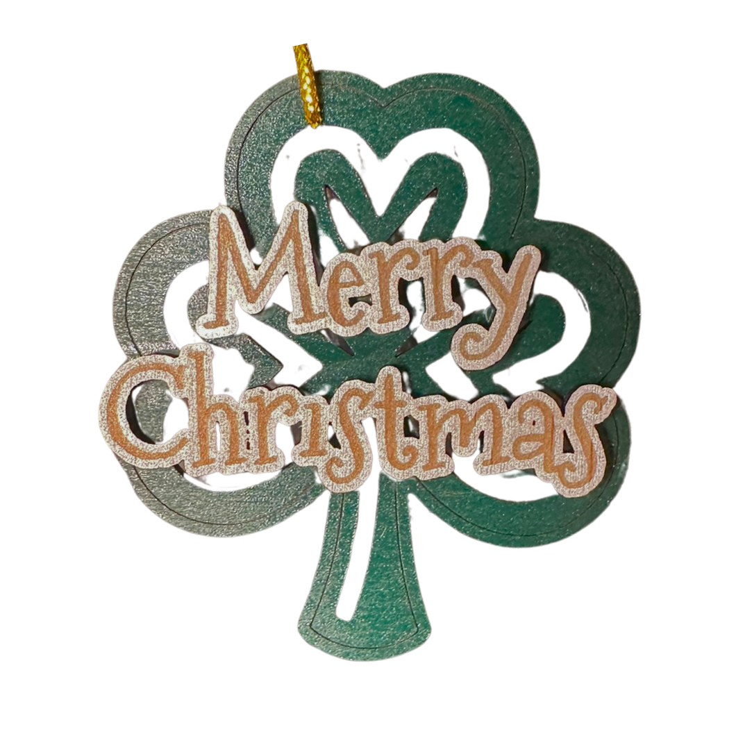 Merry Christmas Green Shamrock Ornament