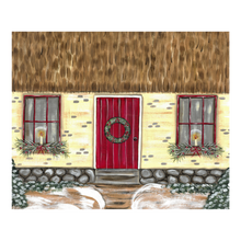 Load image into Gallery viewer, Candle in the Window Cottage Print Christmas Landscape Card
