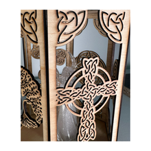 Load image into Gallery viewer, Celtic Wooden Lantern with Lighted Angel Statue
